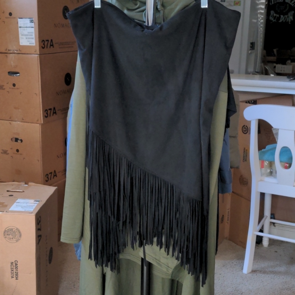 Bisou Bisou Microsuede Fringe Skirt